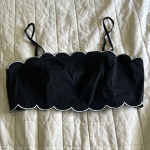 Wayf Black Scalloped Crop Top